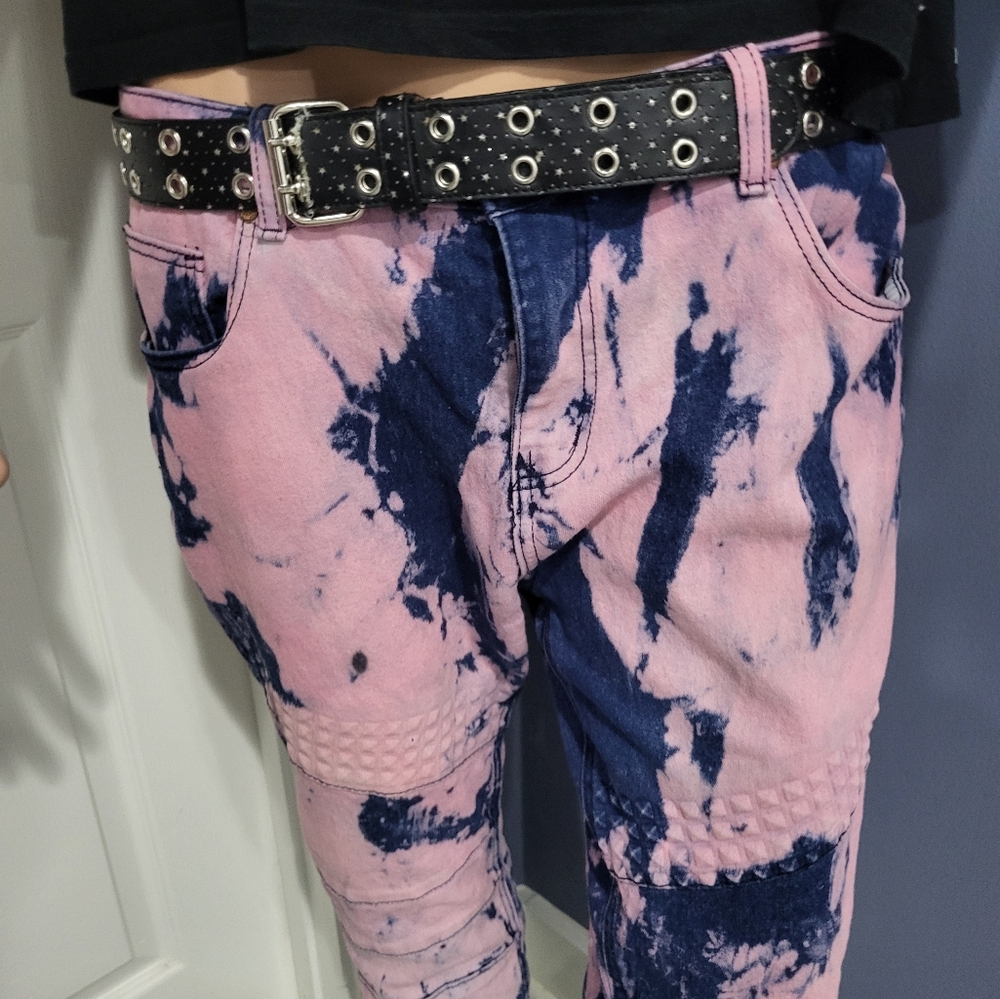 Pink and Blue Tie-Dye Women's Jeans